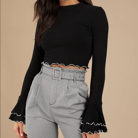 Lost+Wander | Austin Ruffled Bell Sleeve Crop Top - Picture 1 of 5